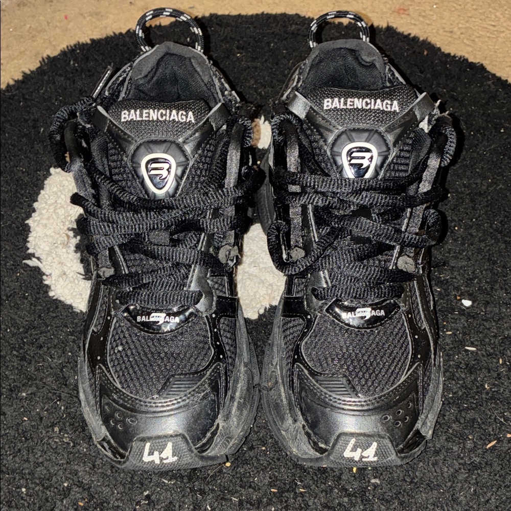 Balenciaga Black Textured Sneakers